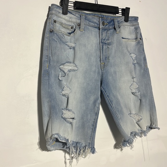 American Eagle Men’s Extreme Flex 4 Lightwash Distressed Denim Shorts Size 30 - Picture 2 of 12